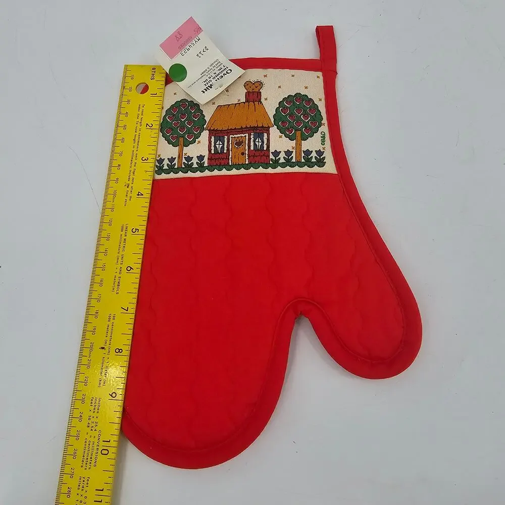 Vintage Cottagecore Farmcore Apple tree Hanging Oven Mitten NOS